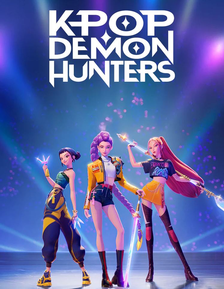 K-Pop idols in neon armor – battling demons on stage.